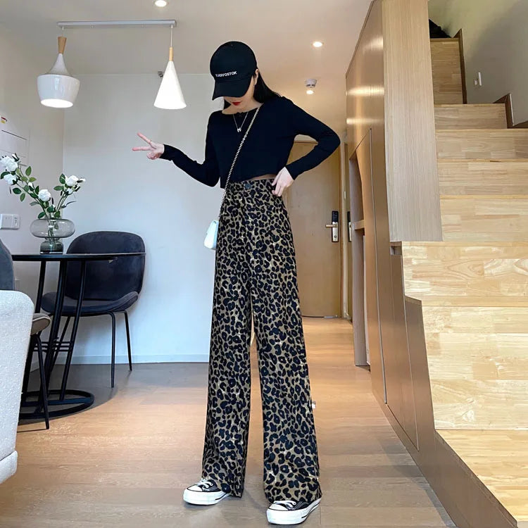 Fashion Leopard High Waist Women's Pants