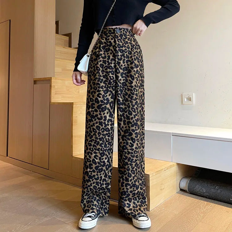 Fashion Leopard High Waist Women's Pants