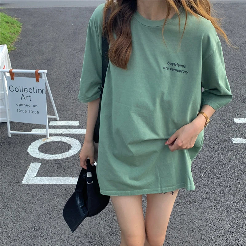 Basic Letter Women's T-shirts Cool Summer Fashion Female T-shirt