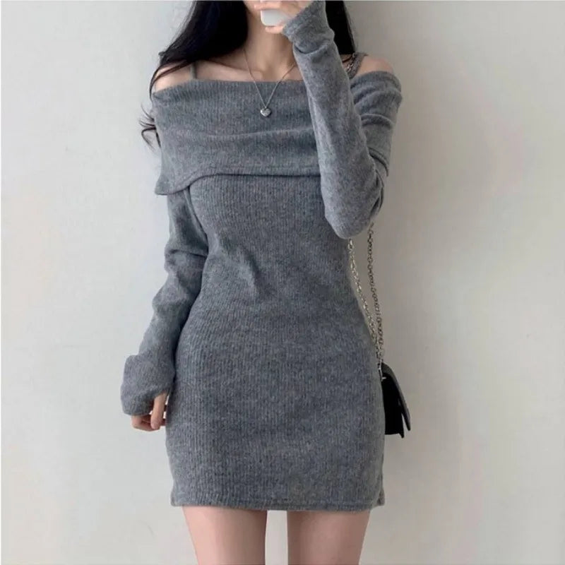 Autumn New Solid Color Sexy Women Dress