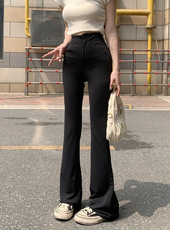 Spring New Tight High Waist Slim Women's Pants Solid Fashion