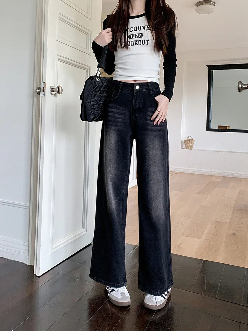 Autumn New Loose Women Jeans Vintage High Waist Slim