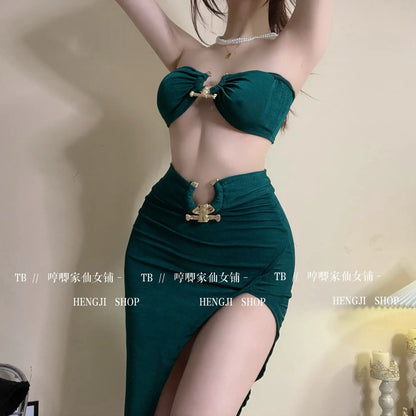 Exotic Hot Sexy Girls Gather Strapless Tops High Waist