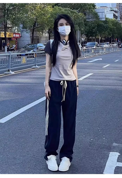 Spring New Loose Straight Leg Pants Female Fashion Street High Waist