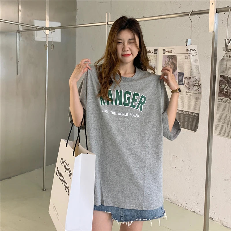 Basic Letter Women T shirt O-Neck Cool Summer Fashion Female