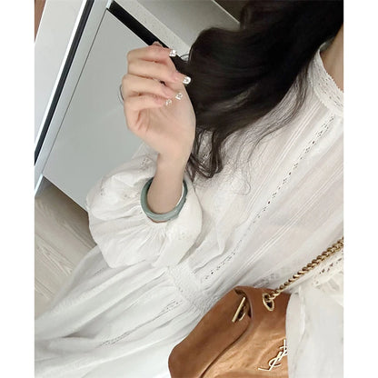 New Spring French Long-sleeved White Dress