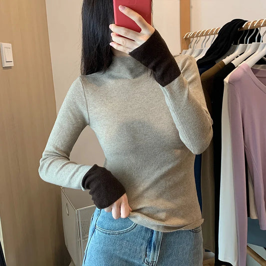 New Korean Simple Basic Women Pullovers Casual Fashion Street