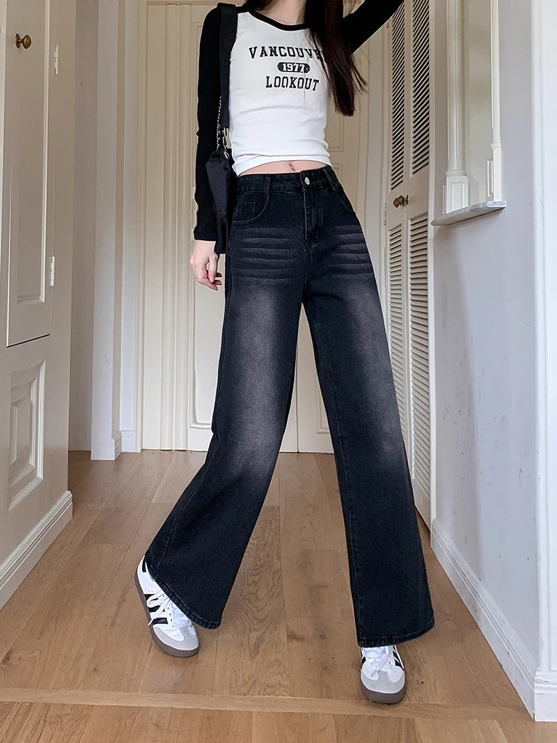 Autumn New Loose Women Jeans Vintage High Waist Slim