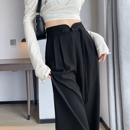 New American Solid Color Wide Leg Pants Simple Basic Slim