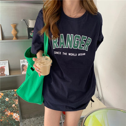 Basic Letter Women T shirt O-Neck Cool Summer Fashion Female