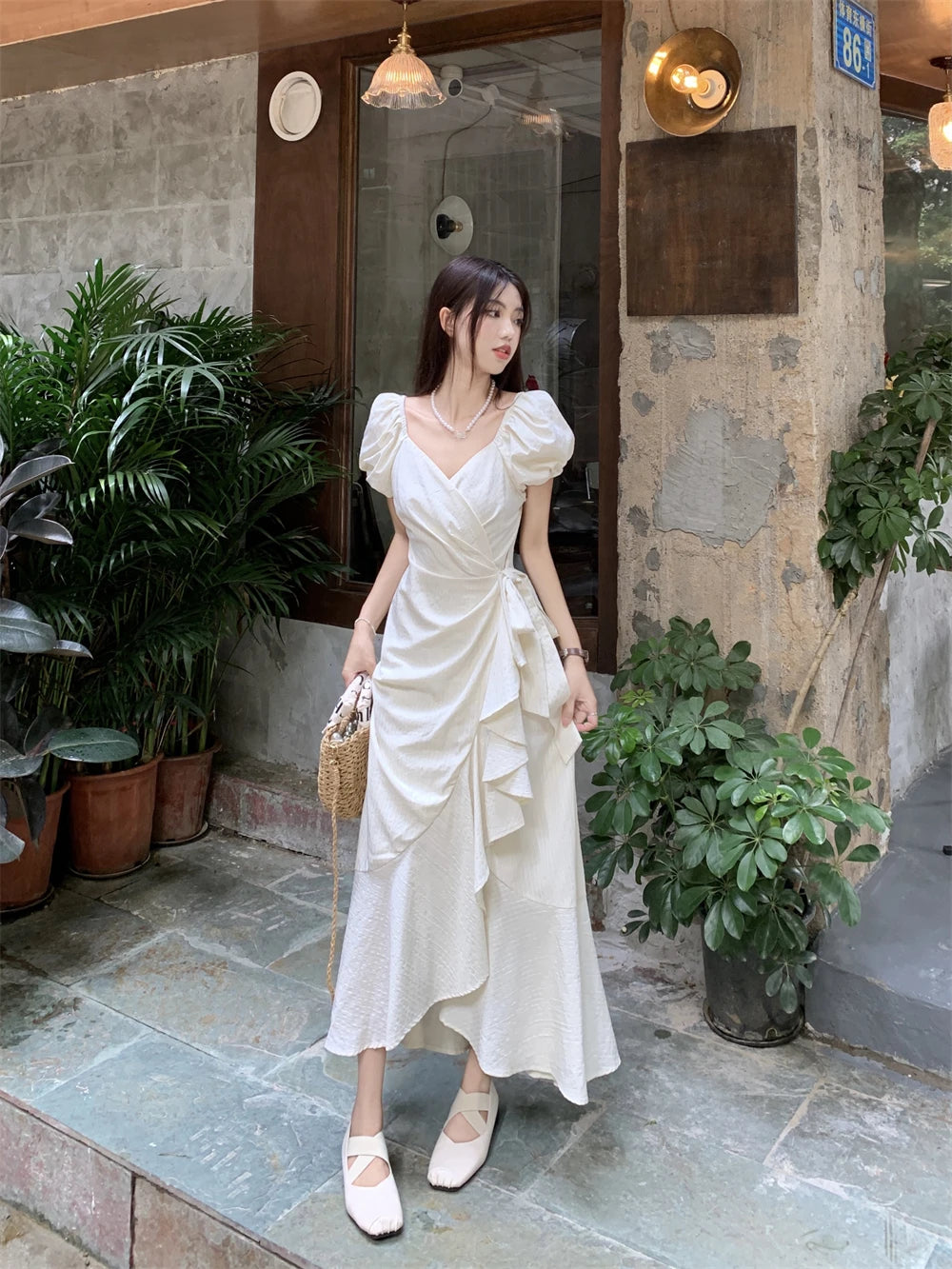 Summer New Solid Color Slim Women's Dress Sweet Elegant Ladies Dress