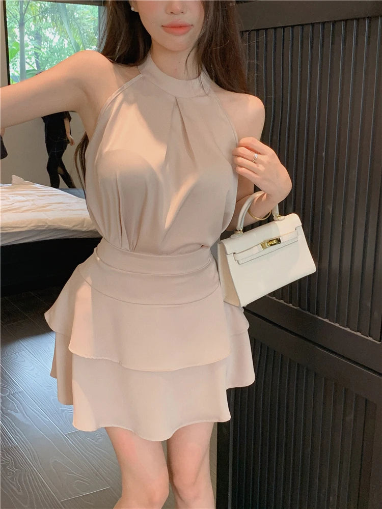 Two Piece Summer New Solid Color Slim Women Blouse