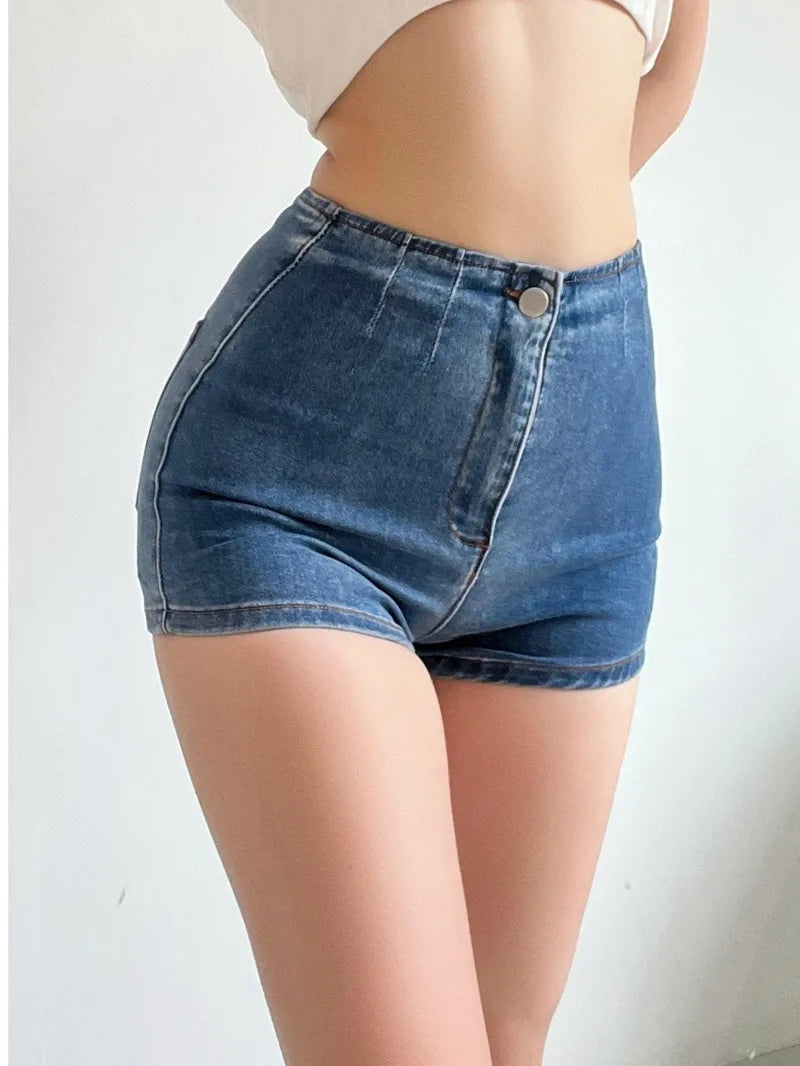 2025 Spring/summer New Style Distressed Solid Denim Shorts