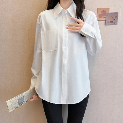 Autumn French New Solid Color Women Shirt Slim Simple Basic Fashion Woman