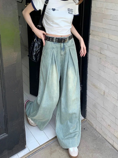 Autumn New American Vintage Jeans Woman High Waist