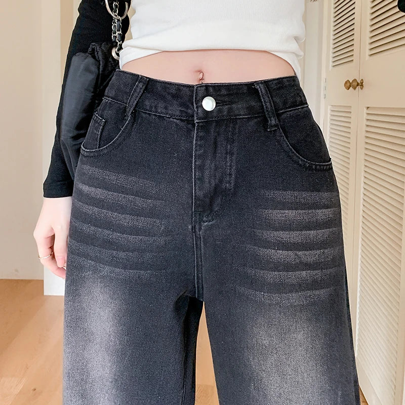 Autumn New Loose Women Jeans Vintage High Waist Slim