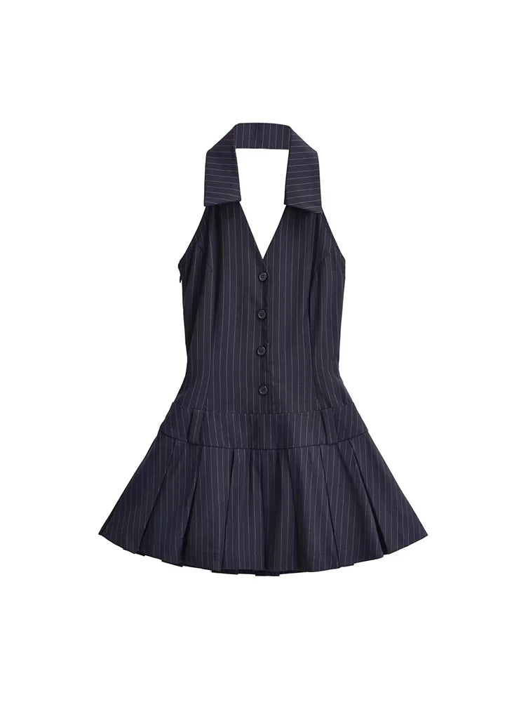 Collar Hanging Neck Dress Women's Summer College Style