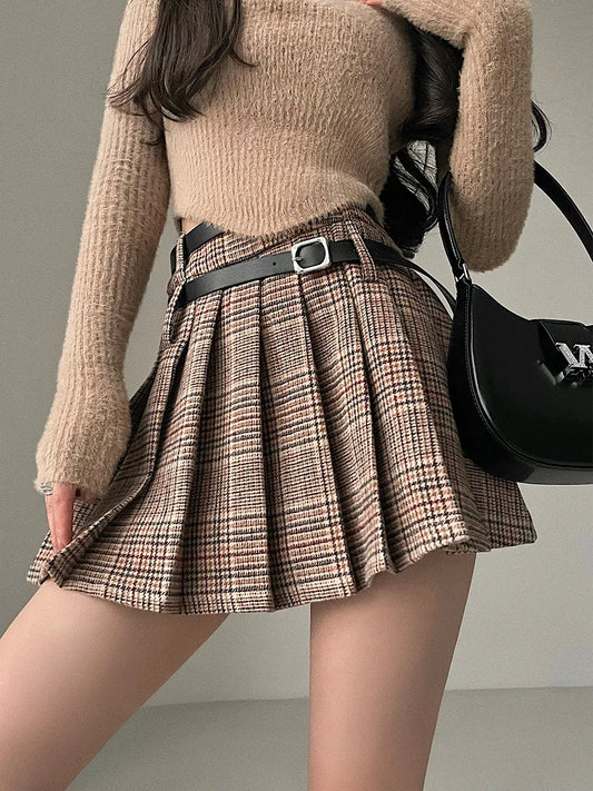 Preppy Style High Waist Slim Double Belt Slip