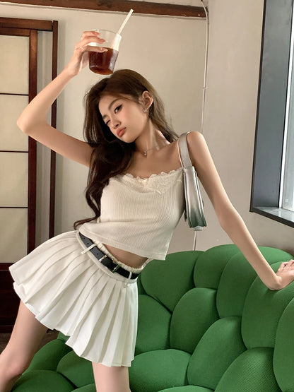 Summer New Solid Color Slim Skirts Woman Sweet Sexy