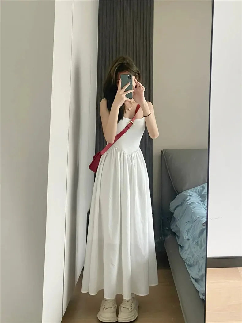 Summer New Solid Color Slim Women's Dress Ladies Sweet Elegant