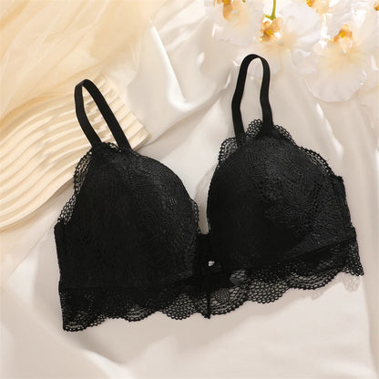 One Piece Floral Lace Bras for Women Sexy Push Up Hollow Out Bralette Female