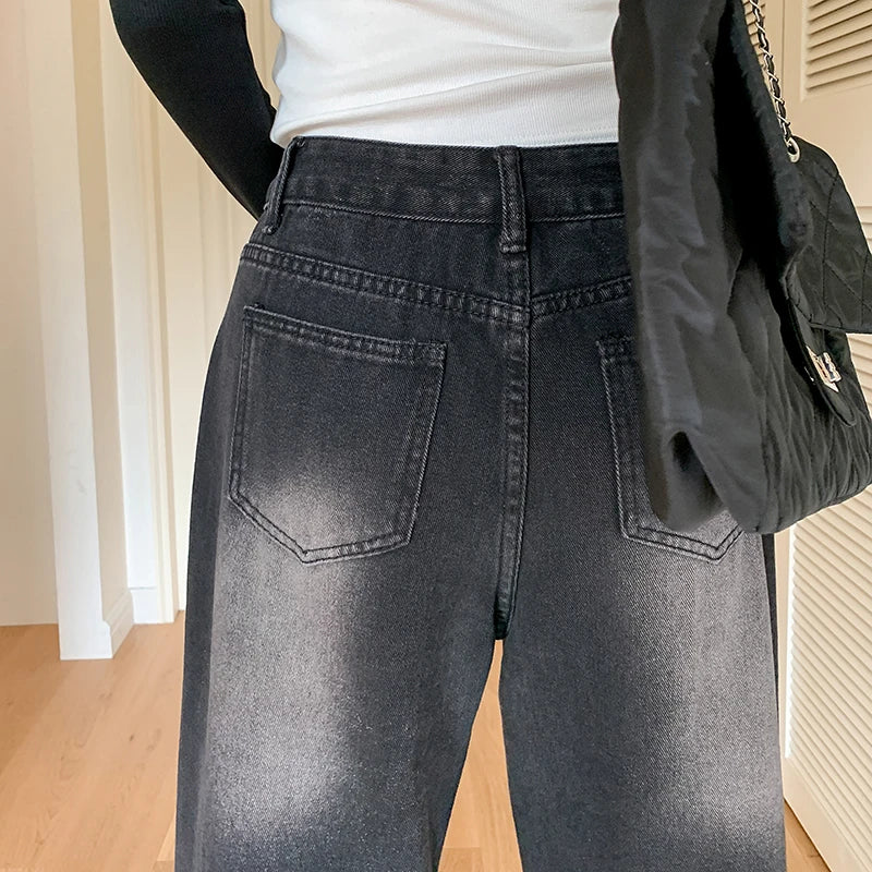 Autumn New Loose Women Jeans Vintage High Waist Slim