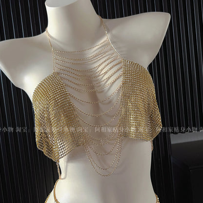 Bra & Brief Sets Gold Bikini Body Chain Neck Chain