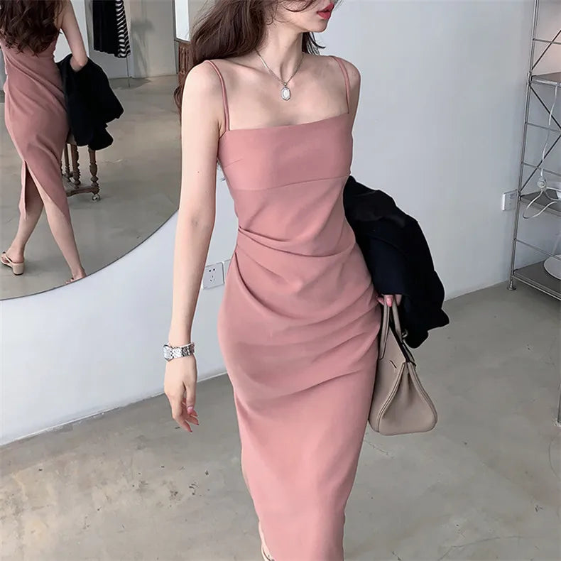 Summer New Solid Color Sexy Women's Dress Sweet Ladies