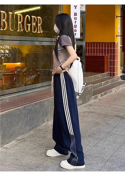 Spring New Loose Straight Leg Pants Female Fashion Street High Waist