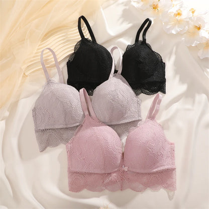 One Piece Floral Lace Bras for Women Sexy Push Up Hollow Out Bralette Female