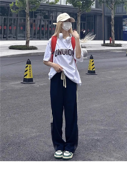 Spring New Loose Straight Leg Pants Female Fashion Street High Waist